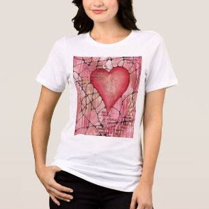 Camiseta Coração de São Valentim Design Estilizado Abstrato