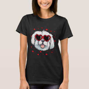Camiseta Coração de São Valentim Maltês Amantes de Cães Fof