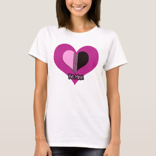 Camiseta Coração de São Valentim Rosa e Preto Seja Meu