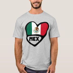 Camiseta Coração de Sinalizador do Código do País do México