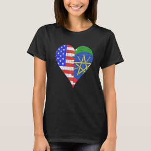 Camiseta Coração de Sinalizador Etíope Americano