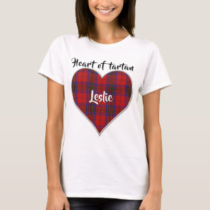 Camiseta Coração de Tartan Clan Leslie Red Xadrez