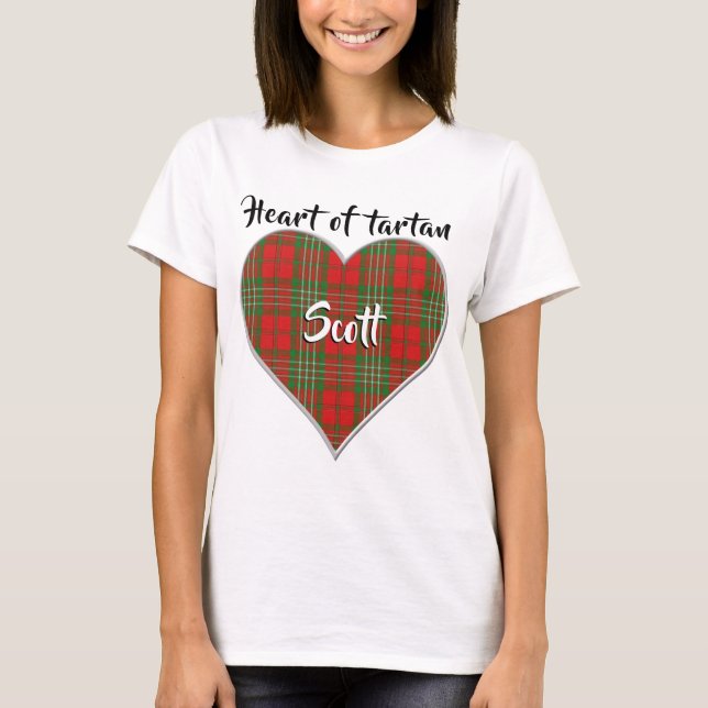 Camiseta Coração de Tartan Clan Scott Xadrez (Frente)