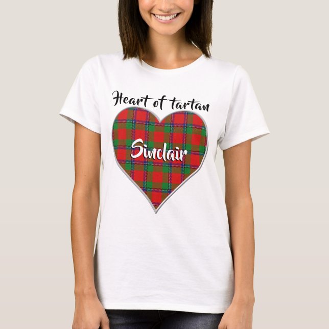 Camiseta Coração de Tartan Clan Sinclair Xadrez (Frente)