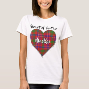 Camiseta Coração de Tartan do Clã MacRae Xadrez Vermelho
