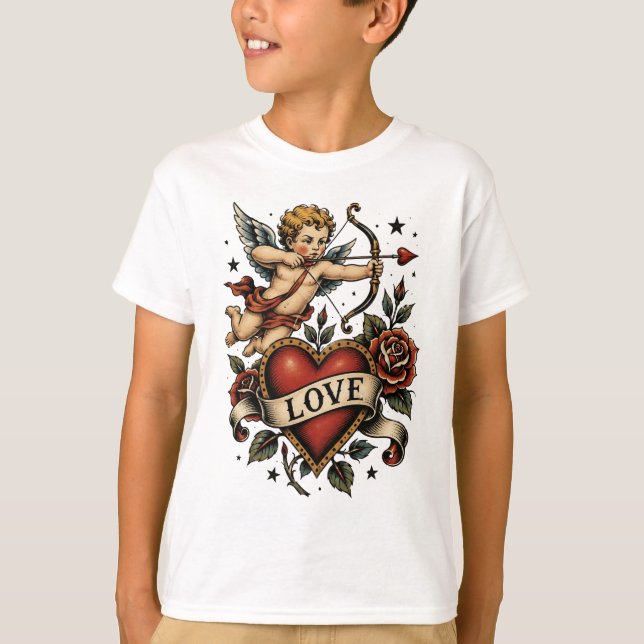 Camiseta Coração de Tatuagem Tradicional  (Frente)