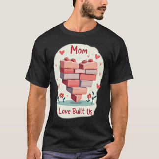 Camiseta Coração de Tijolo de Construção Rosa e Vermelho Am