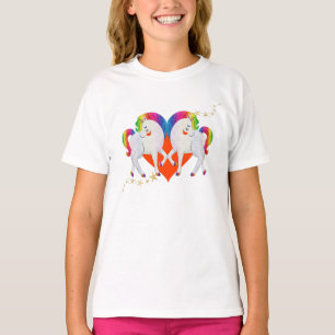 Camiseta Coração de Unicórnio Bonito