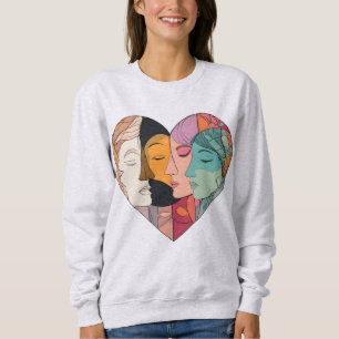 Camiseta Coração de Unidade Rostos Diversos Arte de Linha D