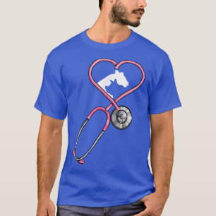Camiseta Coração de Vaca e Suíno do Estetoscópio Veterinári