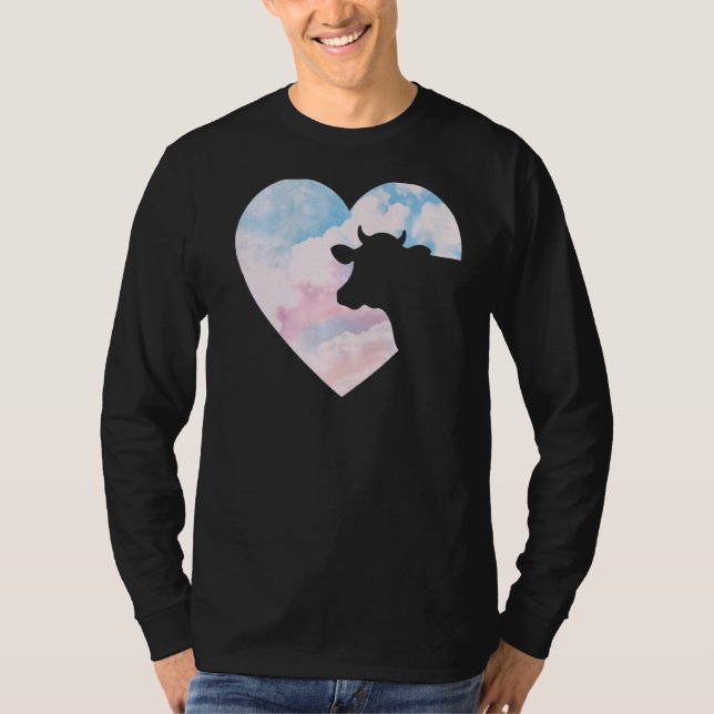 Camiseta Coração De Vaca Para Uma Garota Que Ama Bovinos De (Frente)
