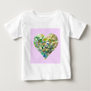 Camiseta Coração de vidro do mar Pastel no rosa