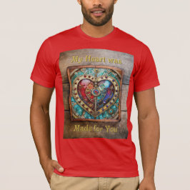 Camiseta Coração de Vidro Manchado Vermelho e Azul Série St