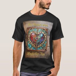 Camiseta Coração de Vidro Manchado Vermelho e Azul Série St