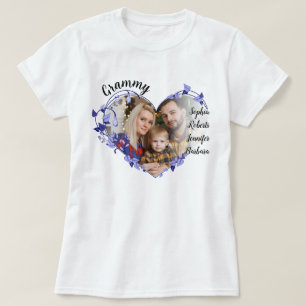 Camiseta Coração de vovó com nomes e fotos de Netos