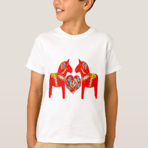 Camiseta Coração de w dos cavalos de Dala do sueco