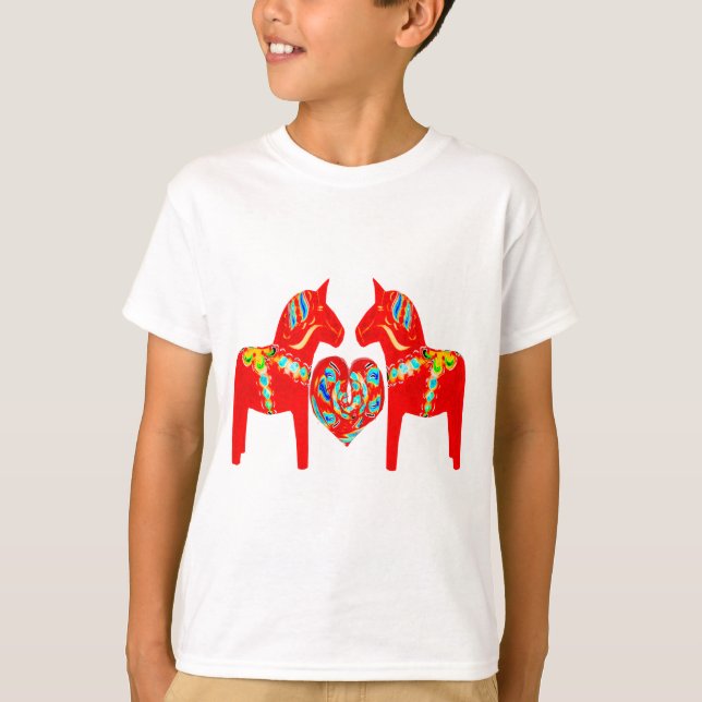 Camiseta Coração de w dos cavalos de Dala do sueco (Frente)