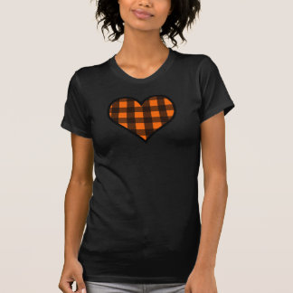 Camiseta Coração de Xadrez Laranja e Búfalo Preto