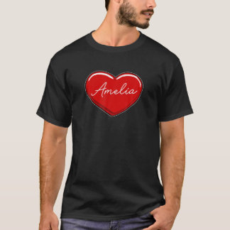 Camiseta Coração Desenhado Mão Amelia - Nome Corações Que E