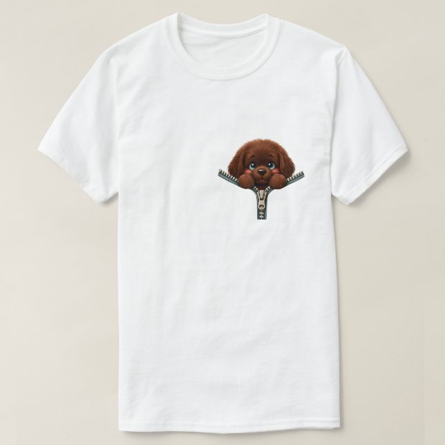 Camiseta Coração Deszipado, Cheio de Amor Newfie (Frente do Design)