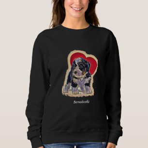 Camiseta Coração Digital Bernedoodle, Bastante Preto