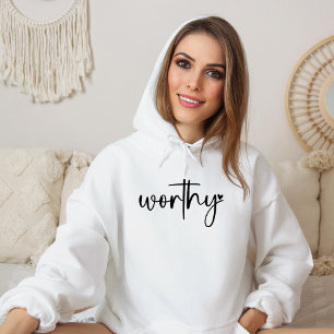 Camiseta Coração Digno, Cristão Hoodie Religioso