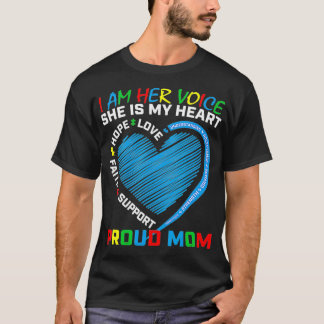 Camiseta Coração Diz Mãe Veste Filha Azul Autismo