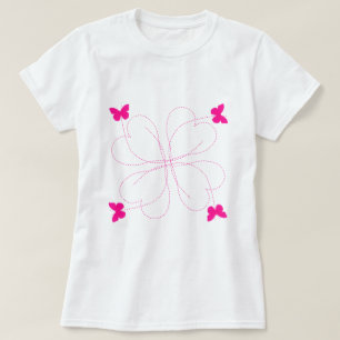 Camiseta Coração do Amor - Borboletas Rosa