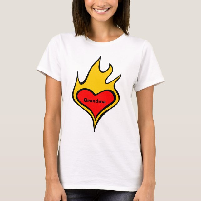 Camiseta Coração do amor para a avó (Frente)
