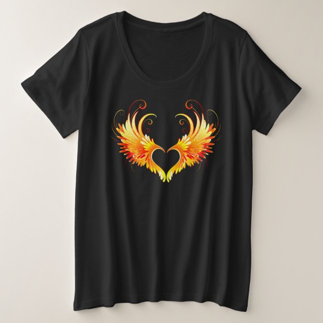 Camiseta Coração do Anjo Fogo com Asas (Frente do Design)