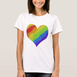 Camiseta Coração do Arco-Íris Mosaico -