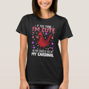 Camiseta Coração do Cardeal Dia dos Namorados Animal Para M