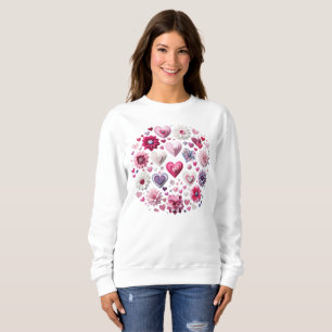 Camiseta Coração do Dia de os namorados Floral