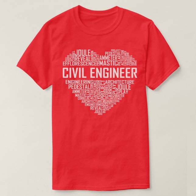 Camiseta Coração do Engenheiro Civil (Frente do Design)