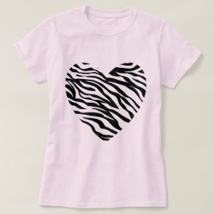 Camiseta Coração do impressão da zebra