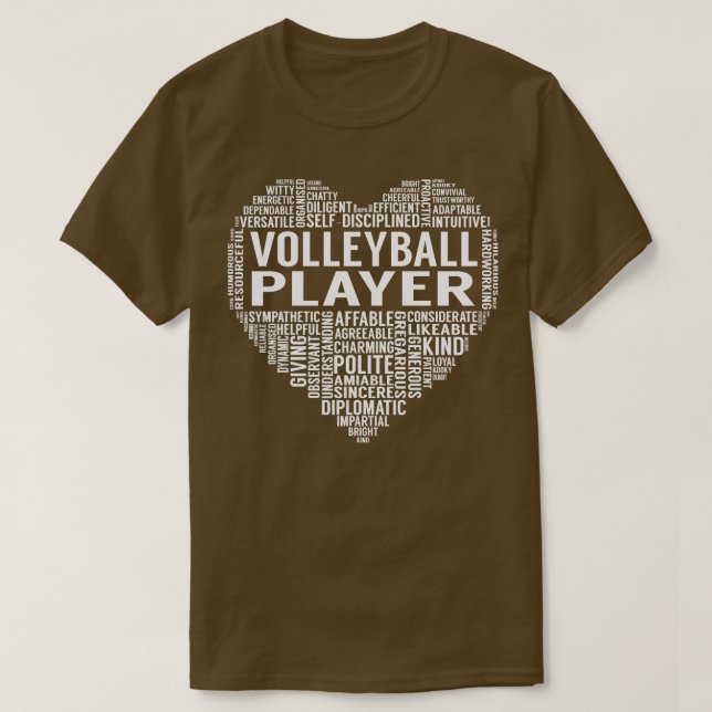 Camiseta Coração do Jogador de Voleibol (Frente do Design)
