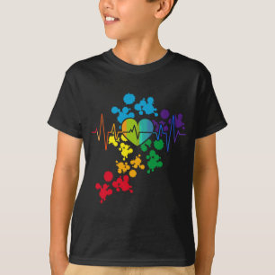Camiseta Coração do Orgulho Colorido Arco-Íris Pulsaçã