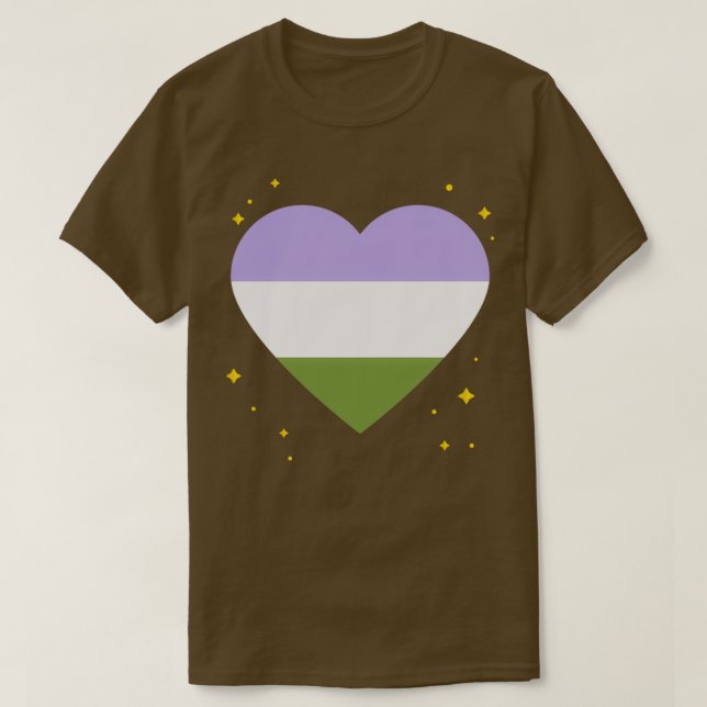 Camiseta coração do orgulho genderqueer (Frente do Design)