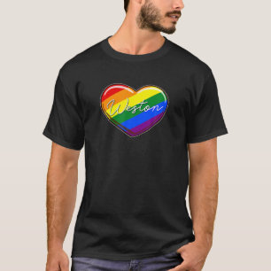 Camiseta Coração do Orgulho LGBT - Primeiro Nome "Weston" R