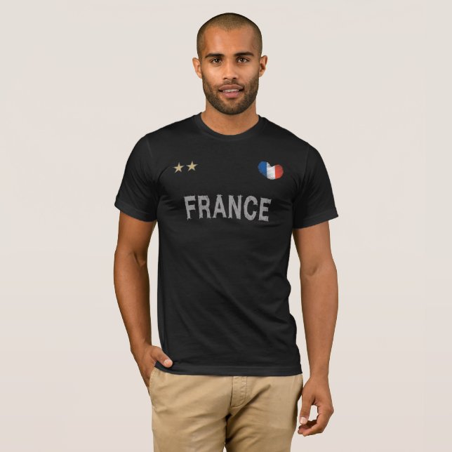 Camiseta Coração do Ventilador de Futebol da França (Frente Completa)