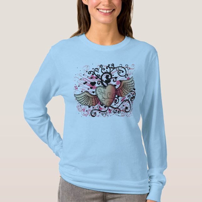 Camiseta coração do vôo (Frente)