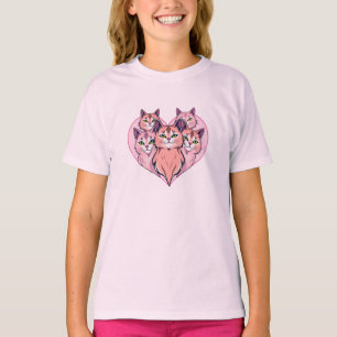 Camiseta Coração dos Gatos – Design de Amor da Família de G