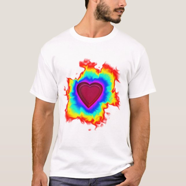Camiseta Coração Duplo Psicodélico Aura (Frente)