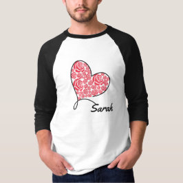 Camiseta Coração e Rosas de Amor - Personalizado