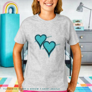 Camiseta Coração e Seta Turquesa
