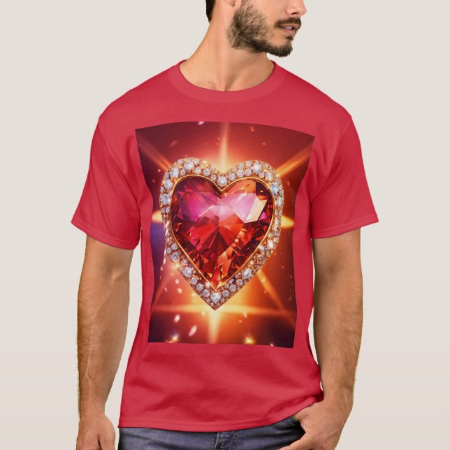 Camiseta Coração Elegante com Camisa-Abstrato de-Arte de Ou (Frente)