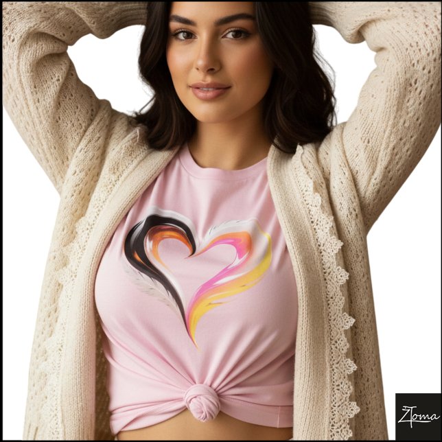 Camiseta Coração em Arte Pop Abstrata com Penugem Brilhante (Sample design. Several style are available to choose from, with the option to add a name & color.
)