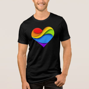 Camiseta Coração em forma de arco-íris em camadas SlipperyJ