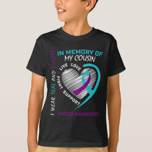 Camiseta Coração Em Memória Do Meu Primo Sensibilização Sui