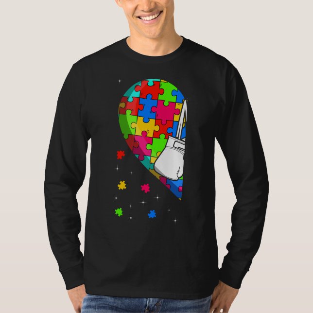 Camiseta Coração Engraçado Boxando Autismo Sensibilização S (Frente)